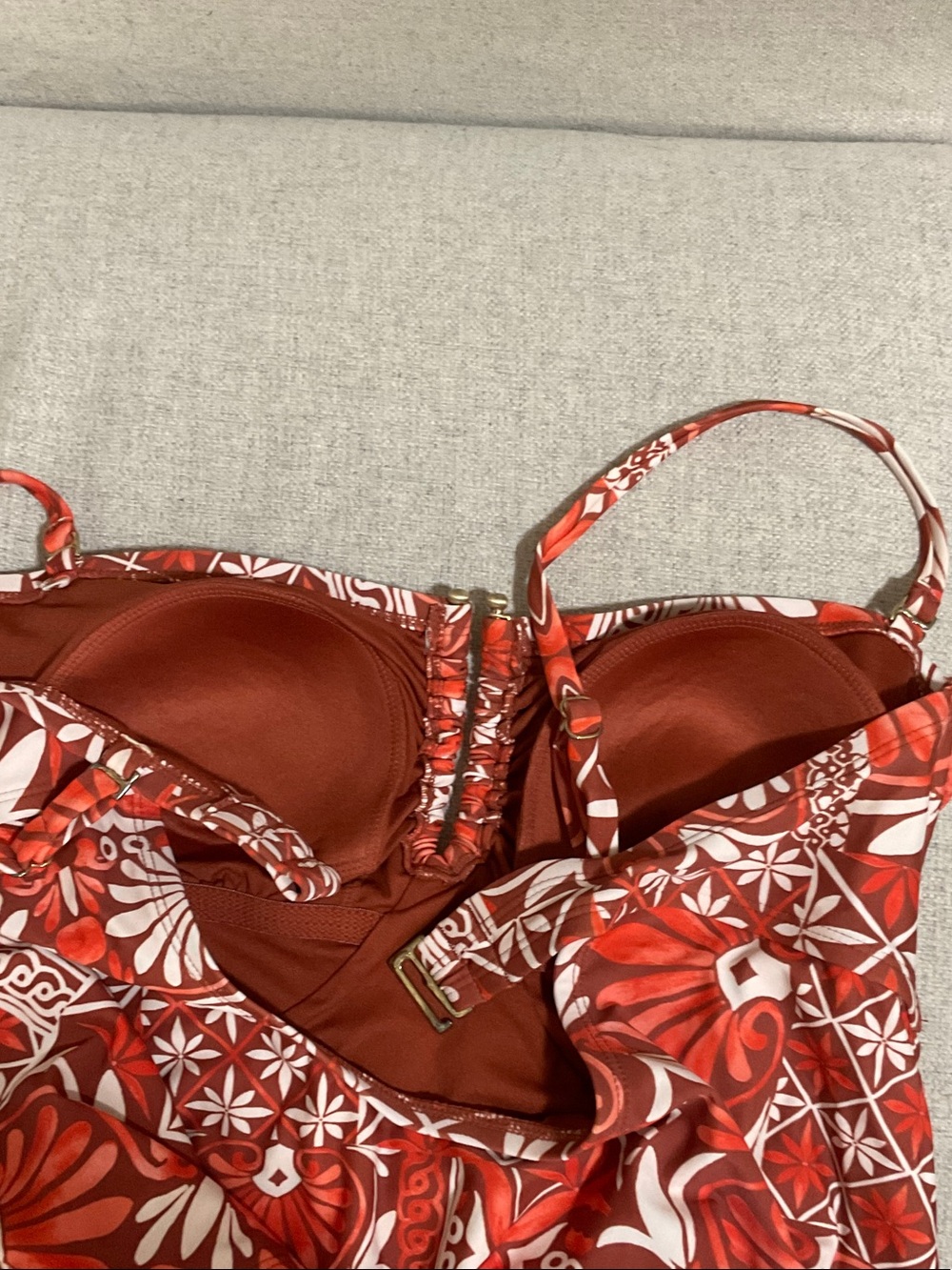 Shade & Shore Orange Floral Tile One-Piece Swimsuit - Picture 5 of 7